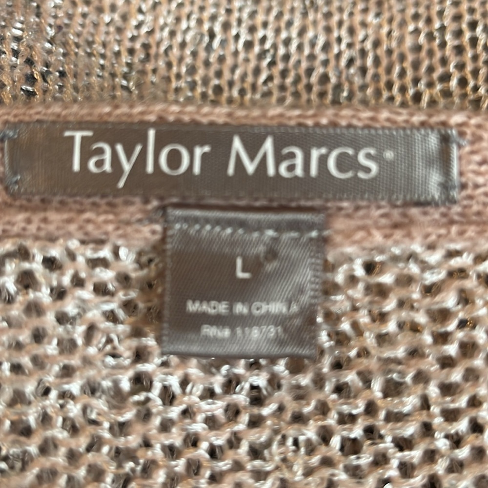 Taylor Marc’s Pink sequins light weight semi shear cardigan w/pockets Size Large - Picture 10 of 11